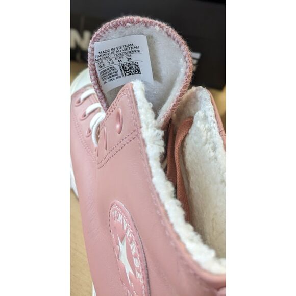 Converse CTAS Lift Platform Sherpa Lined Rust Pink Leather Hi Tops Size 9.5 NIB - Picture 11 of 12